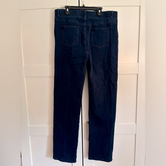 Betabrand Straight Leg Pull On Jeans Womens Large Stretch Dark Wash Travel - Picture 3 of 5